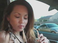 Chinese Nudes presents: Francine dee strips in car! big boobs!